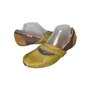 Palladium Womens 9 Green Leather Boho Studded  Mary Jane Ballet Flats